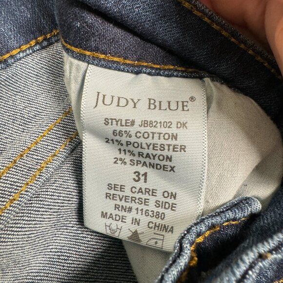 Judy Blue Relaxed Fit Jeans Size 31 Distressed Denim Mid Rise Stretch JB82102 DK - Picture 5 of 12